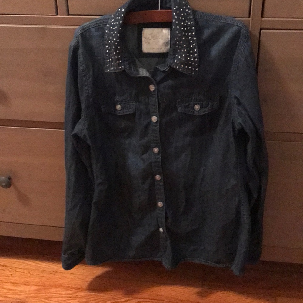Justice denim button shirt